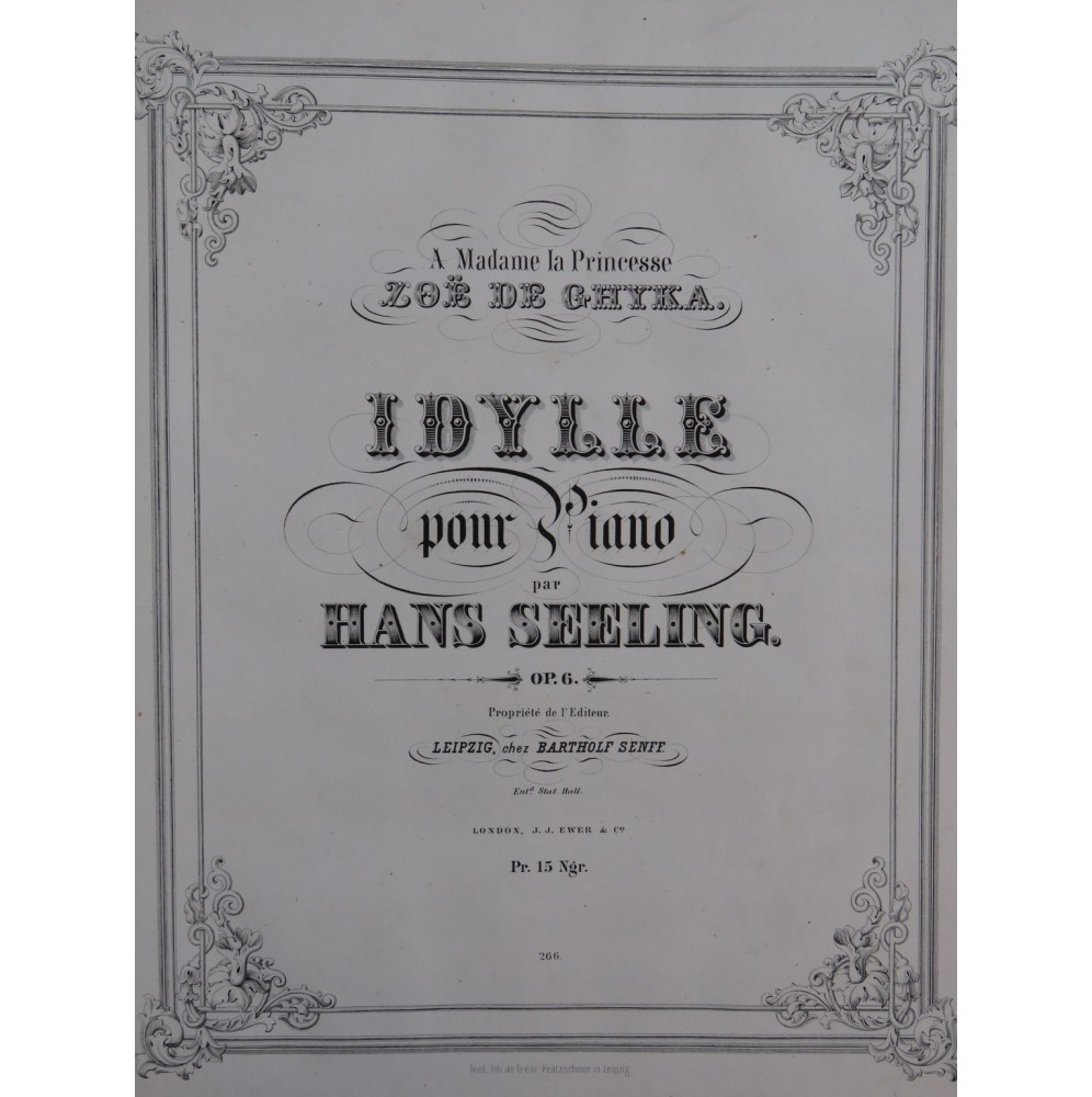 SEELING Hans Recueil de Pièces pour Piano ca1860