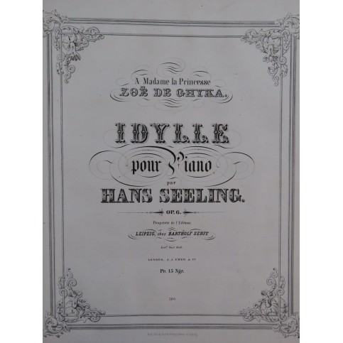 SEELING Hans Recueil de Pièces pour Piano ca1860