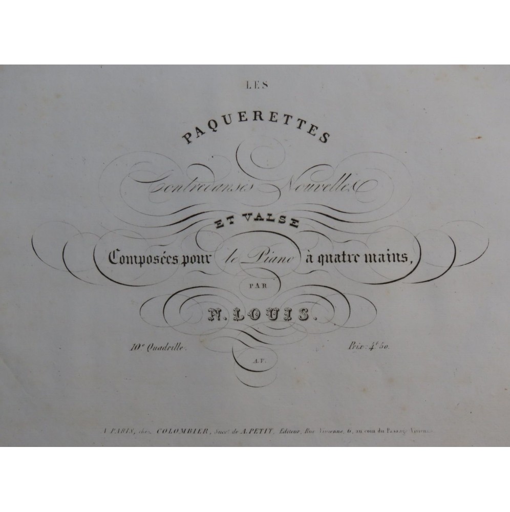 LOUIS N. Les Paquerettes Piano 4 mains ca1840