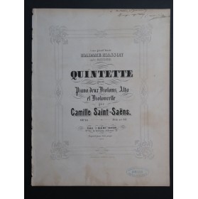 SAINT-SAËNS Camille Quintette op 14 Dédicace Piano Cordes 1865