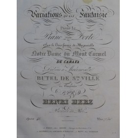 HERZ Henri Variations quasi Fantaisie op 43 Piano 1828