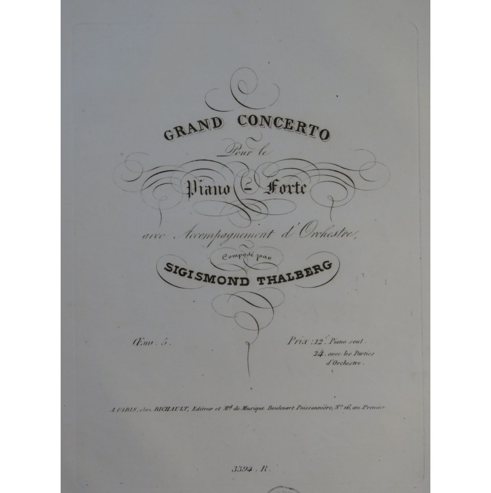 THALBERG S. Grand Concerto op 5 Piano ca1836