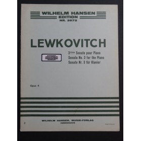 LEWKOVITCH Bernard Sonate No 3 op 4 Piano