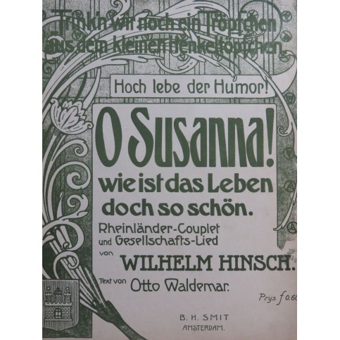 HINSCH Wilhelm O Susanna ! Piano