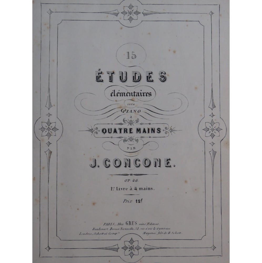 CONCONE J. BERTINI H. HELLER S. Etudes Piano XIXe