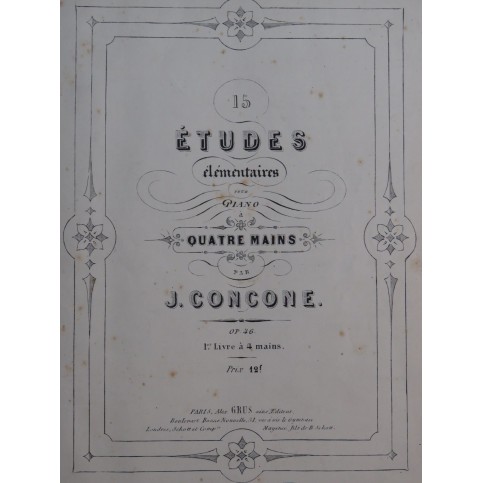 CONCONE J. BERTINI H. HELLER S. Etudes Piano XIXe