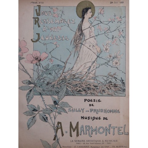 MARMONTEL Antonin Vous ressemblez à ma jeunesse Chant Piano 1889