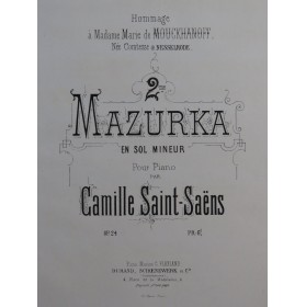 SAINT-SAËNS Camille Mazurka No 2 op 24 Piano 1872