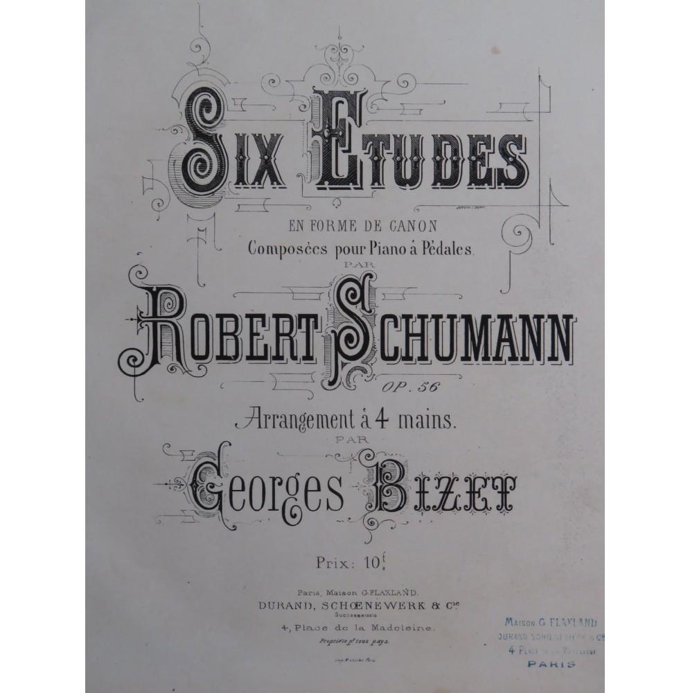 SCHUMANN Robert Etudes en forme de Canon op 56 Piano 4 mains ca1872