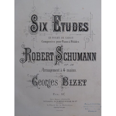 SCHUMANN Robert Etudes en forme de Canon op 56 Piano 4 mains ca1872