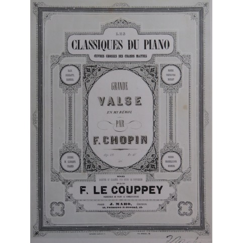 CHOPIN Frédéric Grande Valse Mi bémol op 18 Piano ca1860