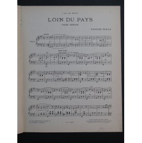 BERGER Rodolphe Loin du Pays Piano 1899