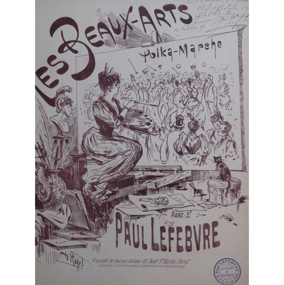 LEFEBVRE Paul Les Beaux-Arts Dédicace Chant Piano 1892