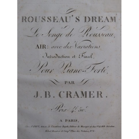 CRAMER J. B. Rousseau's Dream Piano ca1820