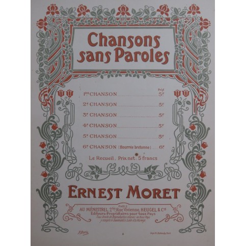 MORET Ernest Chanson sans paroles No1 Piano 1902