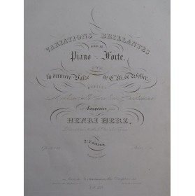 HERZ Henri Variations sur La Dernière Valse de Weber op 51 Piano 1830