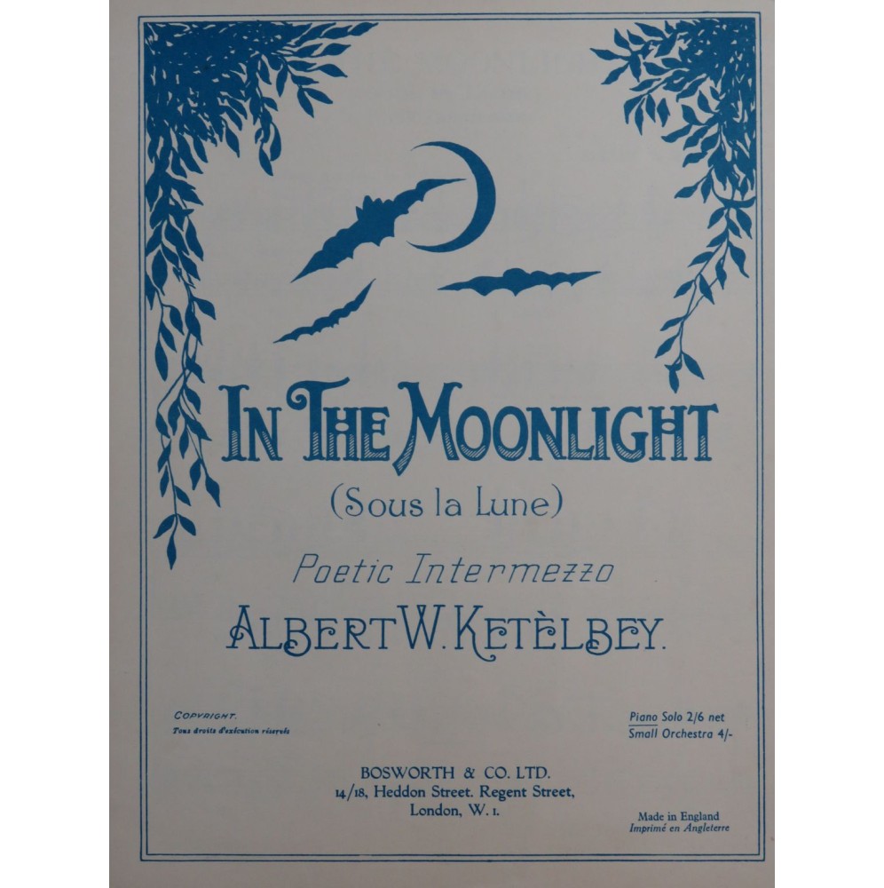 KETÈLBEY Albert W. In the Moonlight Piano 1919