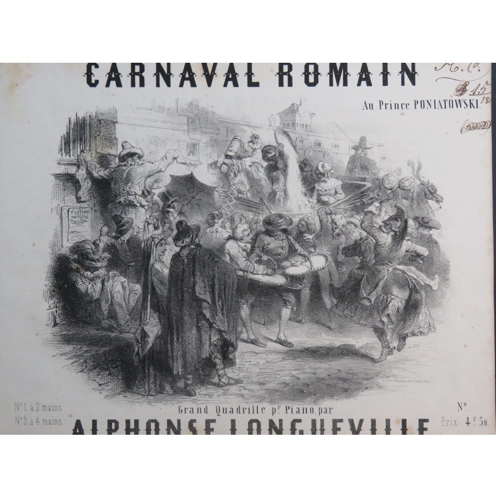 LONGUEVILLE Alphonse Carnaval Romain Piano ca1850