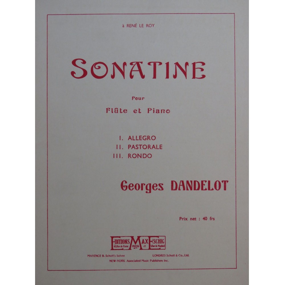 DANDELOT Georges Sonatine Piano Flûte