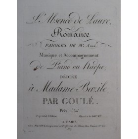 GOULÉ Jacques Nicolas L'Absence de Laure Chant Piano ca1810