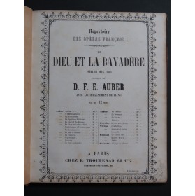 AUBER D. F. E. Dieu et la Bayadère Opéra Chant Piano ca1830