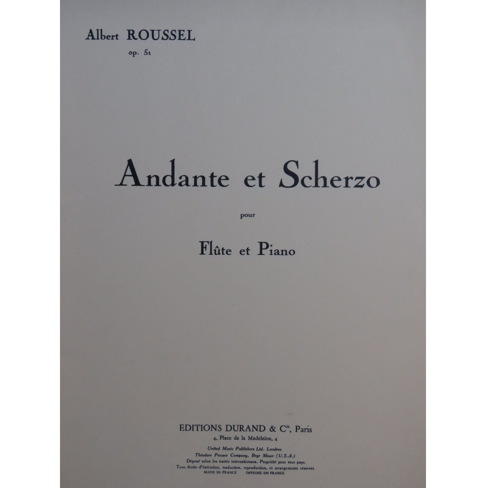 ROUSSEL Albert Andante et Scherzo op 51 Piano Flûte 1970