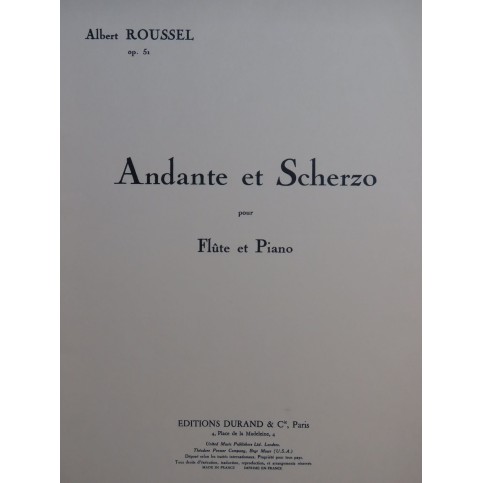 ROUSSEL Albert Andante et Scherzo op 51 Piano Flûte 1970