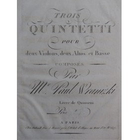 WRANITZKY Paul Trois Quintetti 1er Livre Violons Altos ca1795