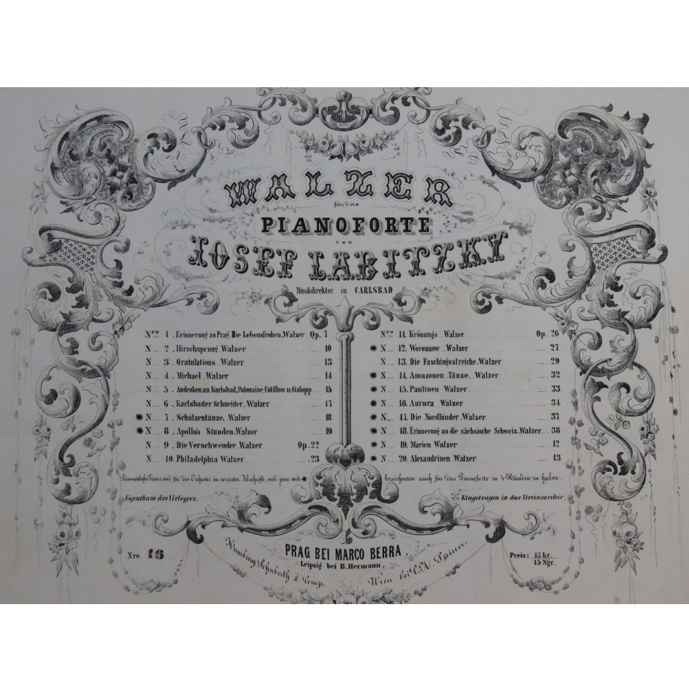 LABITZKY Joseph Aurora Walzer op 34 Piano ca1837