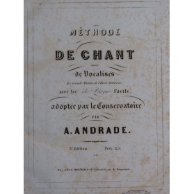 ANDRADE Auguste Méthode de Chant Vocalises Chant Piano ca1858