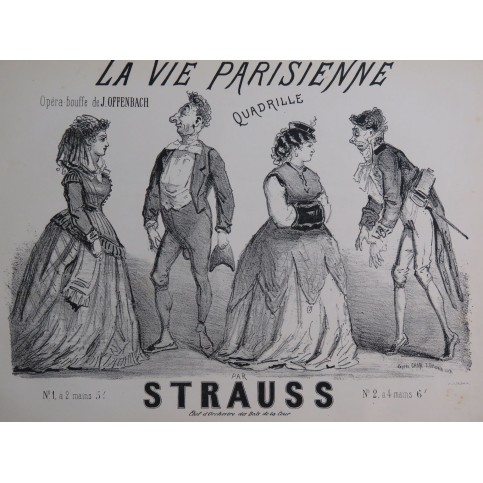 STRAUSS La Vie Parisienne Offenbach Quadrille Piano XIXe