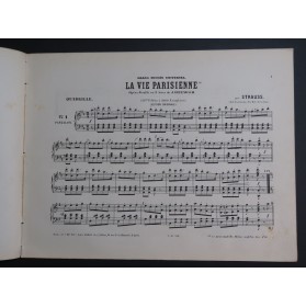 STRAUSS La Vie Parisienne Offenbach Quadrille Piano XIXe