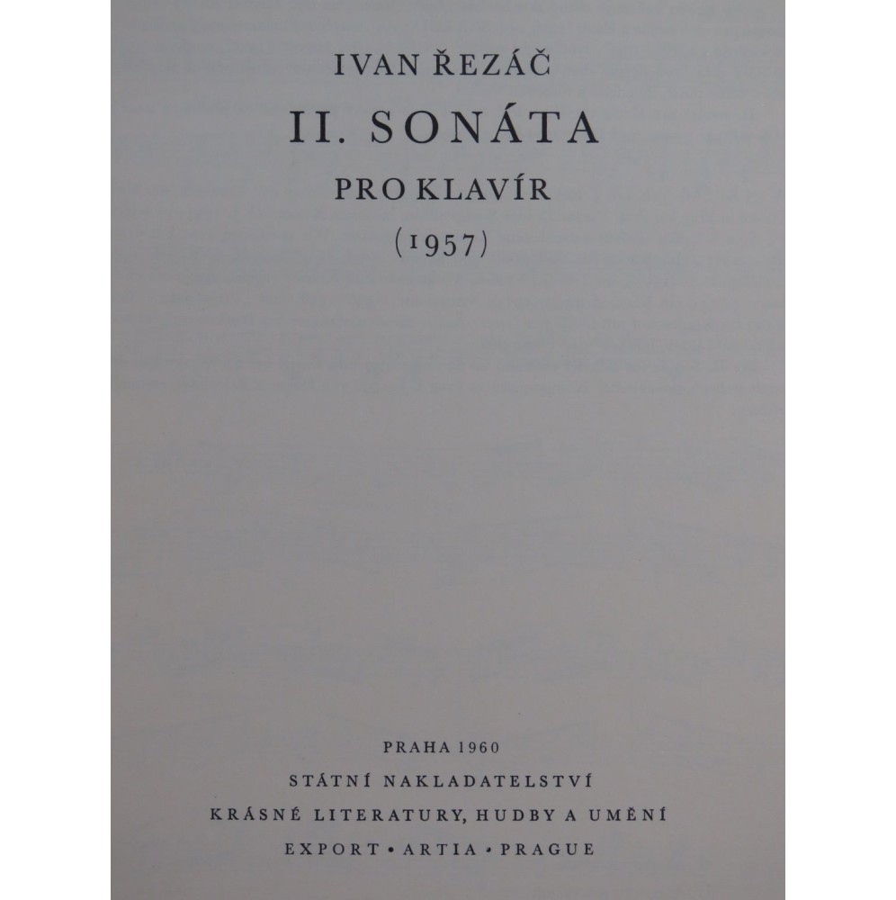 REZÁC Ivan Sonate No 2 Piano 1960