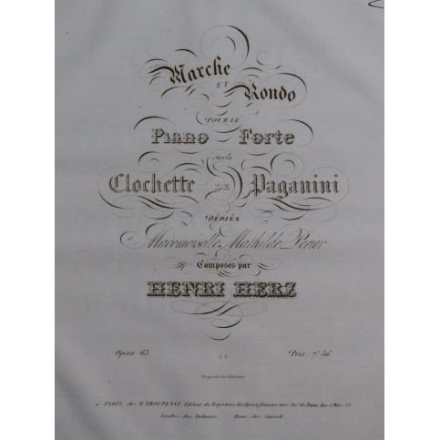 HERZ Henri Marche et Rondo Clochette Paganini op 63 Piano ca1832