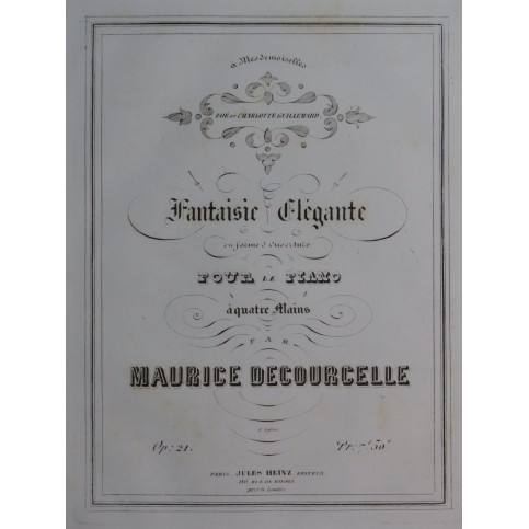 DECOURCELLE Maurice Fantaisie Élégante op 21 Piano 4 mains ca1850