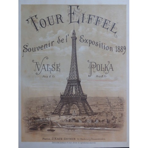 La Tour Eiffel Polka Souvenir de L'Exposition Universelle Piano 1889