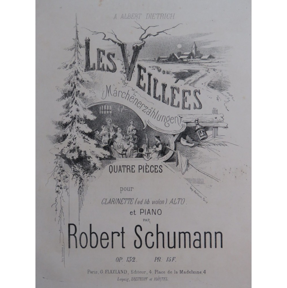 SCHUMANN Robert Les Veillées op 132 Piano Clarinette Alto ca1864