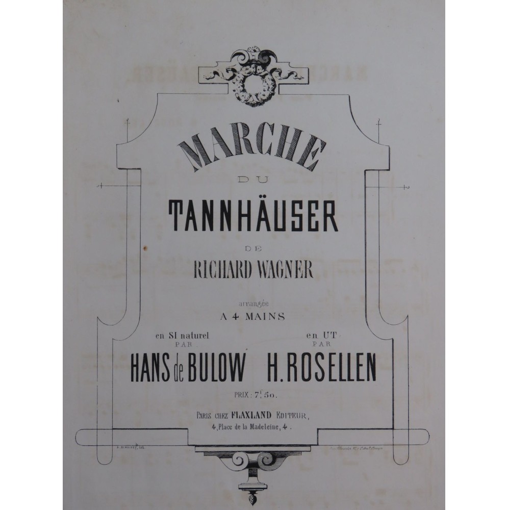 ROSELLEN Henri Marche de Tannhäuser Piano 4 mains ca1870