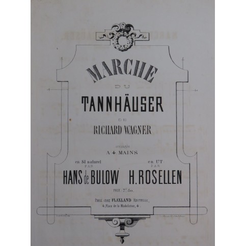 ROSELLEN Henri Marche de Tannhäuser Piano 4 mains ca1870