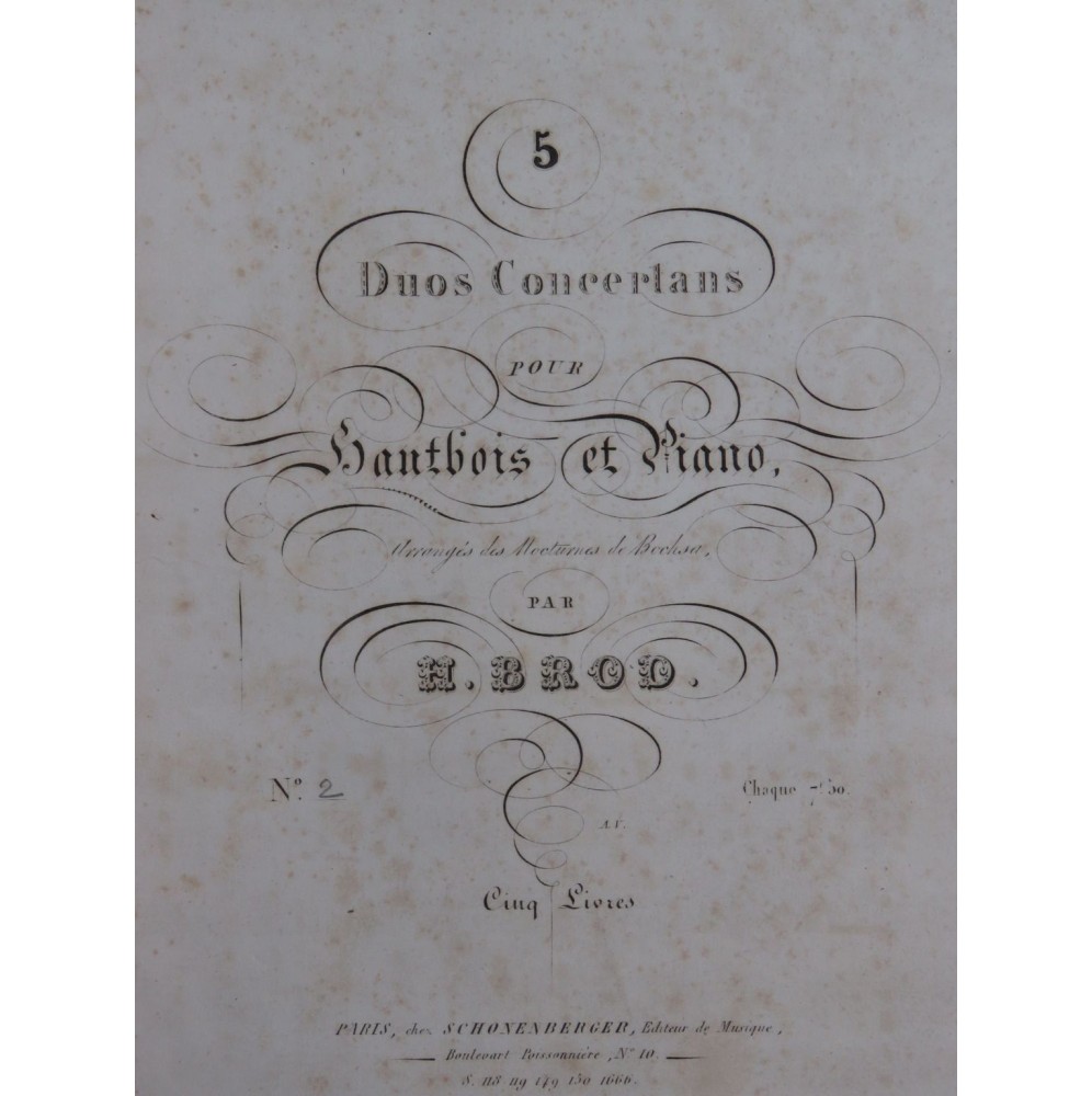 BROD Henri Duo Concertant No 2 Piano Hautbois ca1830