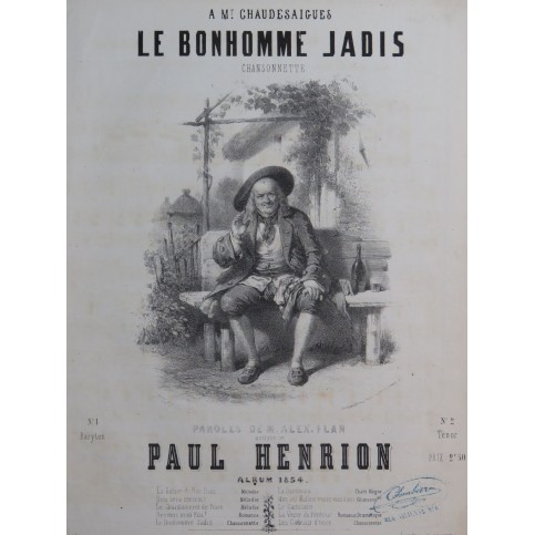 HENRION Paul Le Bonhomme Jadis Chant Piano 1854