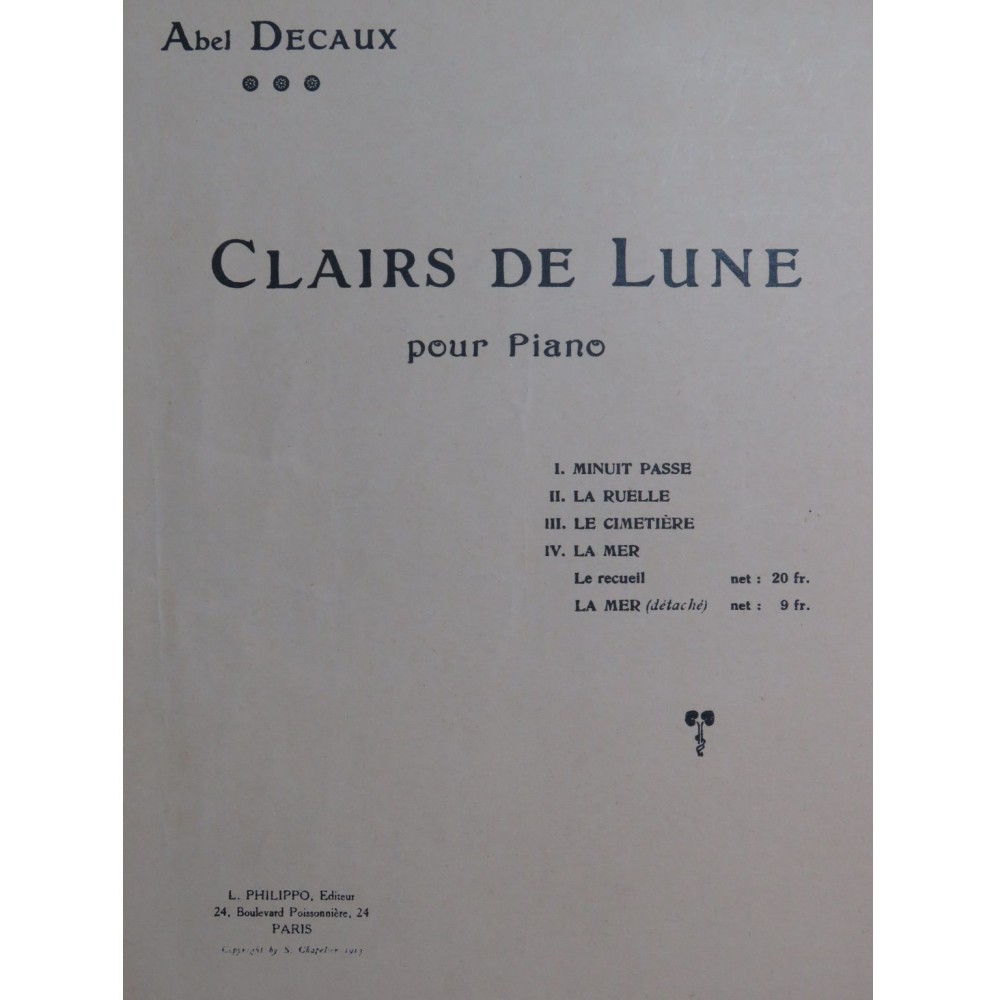 DECAUX Abel Clairs de Lune Piano 1913