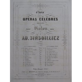 MOZART W. A. Il Flauto Magico La Flûte Enchantée Violon seul ca1865