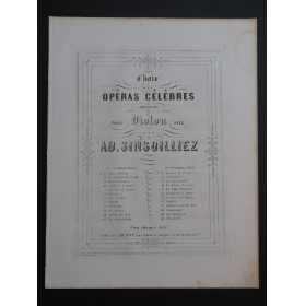 MOZART W. A. Il Flauto Magico La Flûte Enchantée Violon seul ca1865