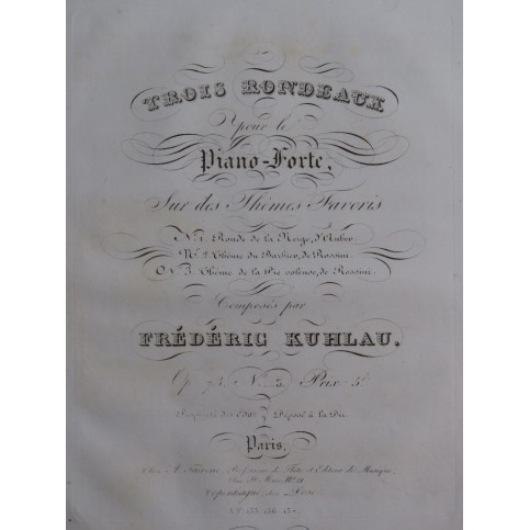 KUHLAU Frédéric Rondo Thème de la Pie Voleuse Rossini op 73 Piano ca1827