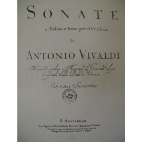 VIVALDI Antonio Sonate en La Majeur Piano Violon