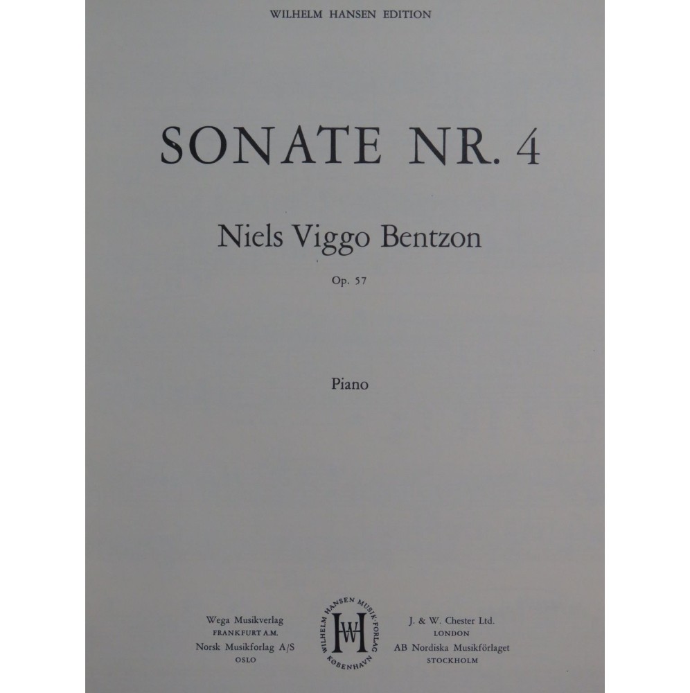 BENTZON Niels Viggo Sonate No 4 op 57 Piano 1957