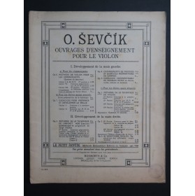 SEVCIK Otakar Méthode de la Technique du Violon 1ère Partie Violon 1901