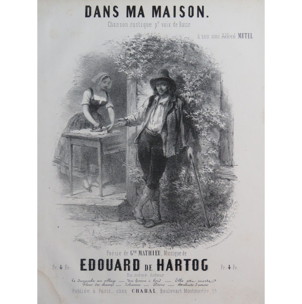 DE HARTOG Edouard Dans ma maison Chant Piano ca1850