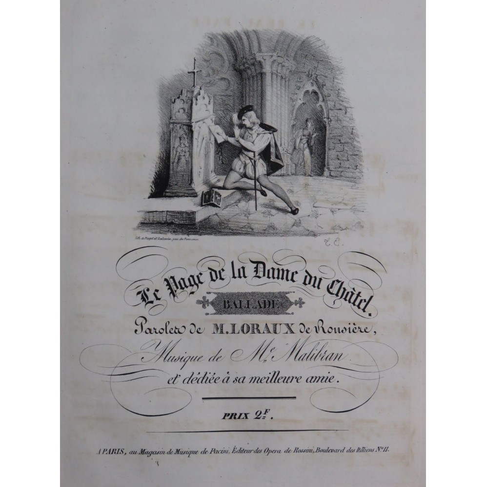 MALIBRAN Marie Le Page de la Dame du Chatel Chant Piano ca1830